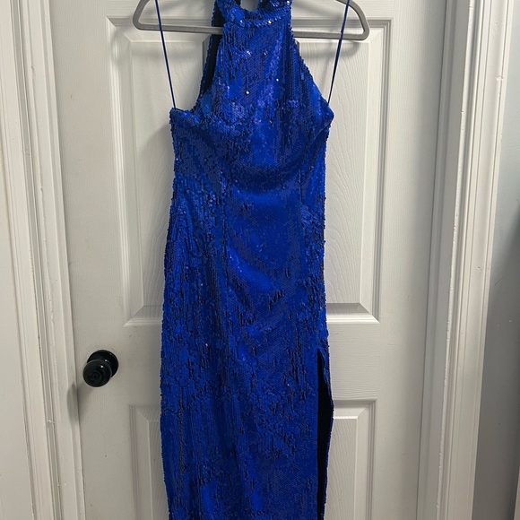 blue sparkly dress zara Aura Light Blue Suit Set with Hand Embroidery and Organza Dupatta – HAY! main image 0